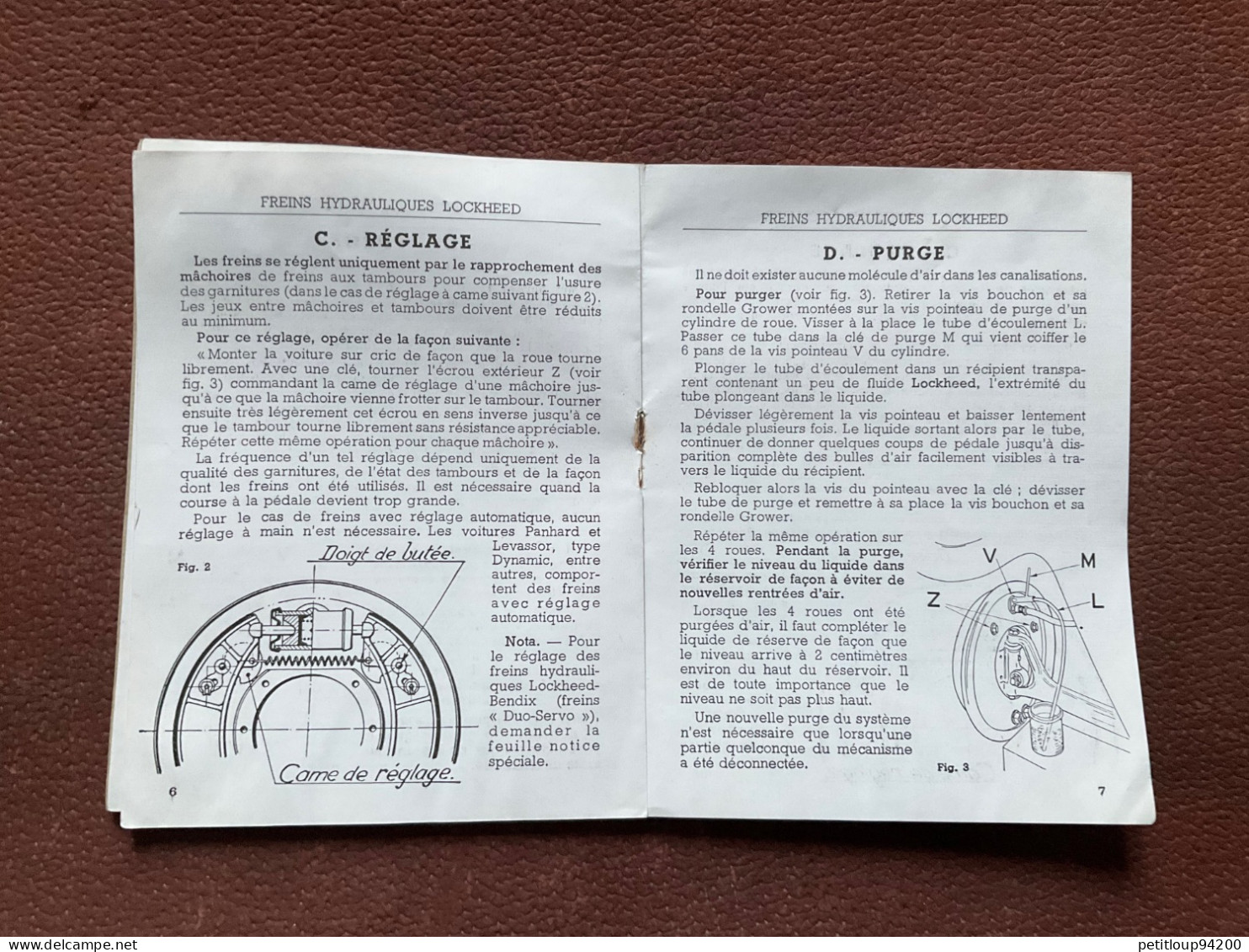 DOCUMENT COMMERCIAL Catalogue LOCKHEED  Freins Hydroliques - Automovilismo