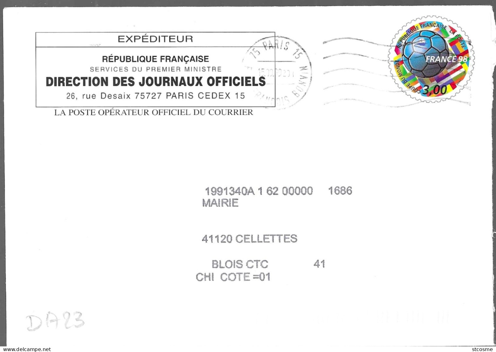 D1723 Entier Postal / Postal Stationnery / PSE - PAP Ballon - Direction Des Journaux Officiels - Listos A Ser Enviados: Otros (1995-...)