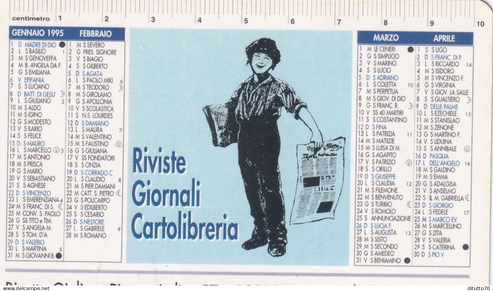 Calendarietto - Riviste Giornali Cartolibreria - Boves - Anno 1995 - Small : 1991-00