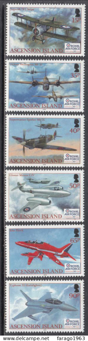 2008 Ascension Royal Air Force RAF Military Aviation Complete Set Of 6 MNH - Ascensión