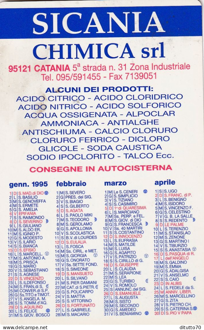 Calendarietto - Sicania - Chimica - Catania - Anno 1995 - Petit Format : 1991-00