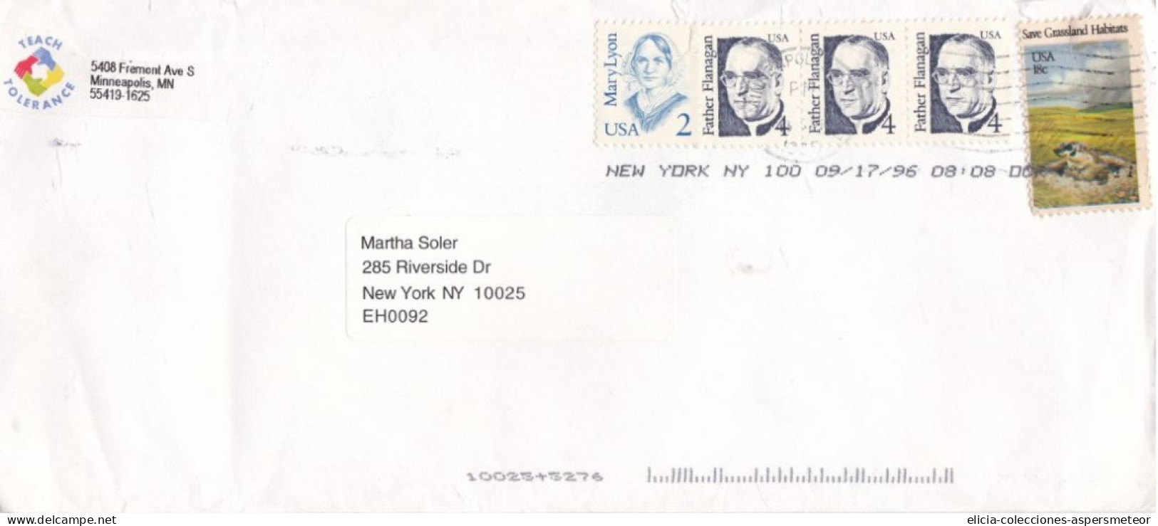 USA - 1996 - Letter - Sent From Minneapolis To New York - Caja 30 - Lettres & Documents
