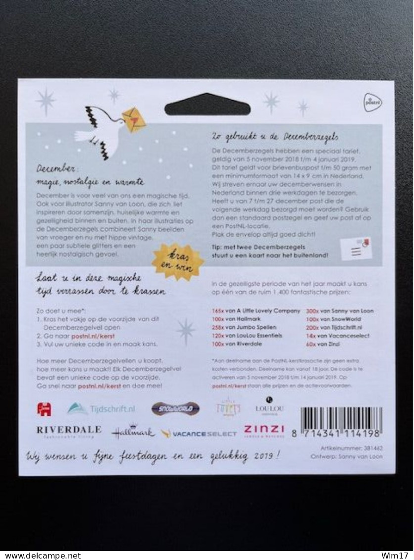 NETHERLANDS 2018 CHRISTMAS STAMPS SHEET OF 20 MNH 05-11-2018 NEDERLAND DECEMBERZEGELS NVPH 3698/3708 - Covers & Documents