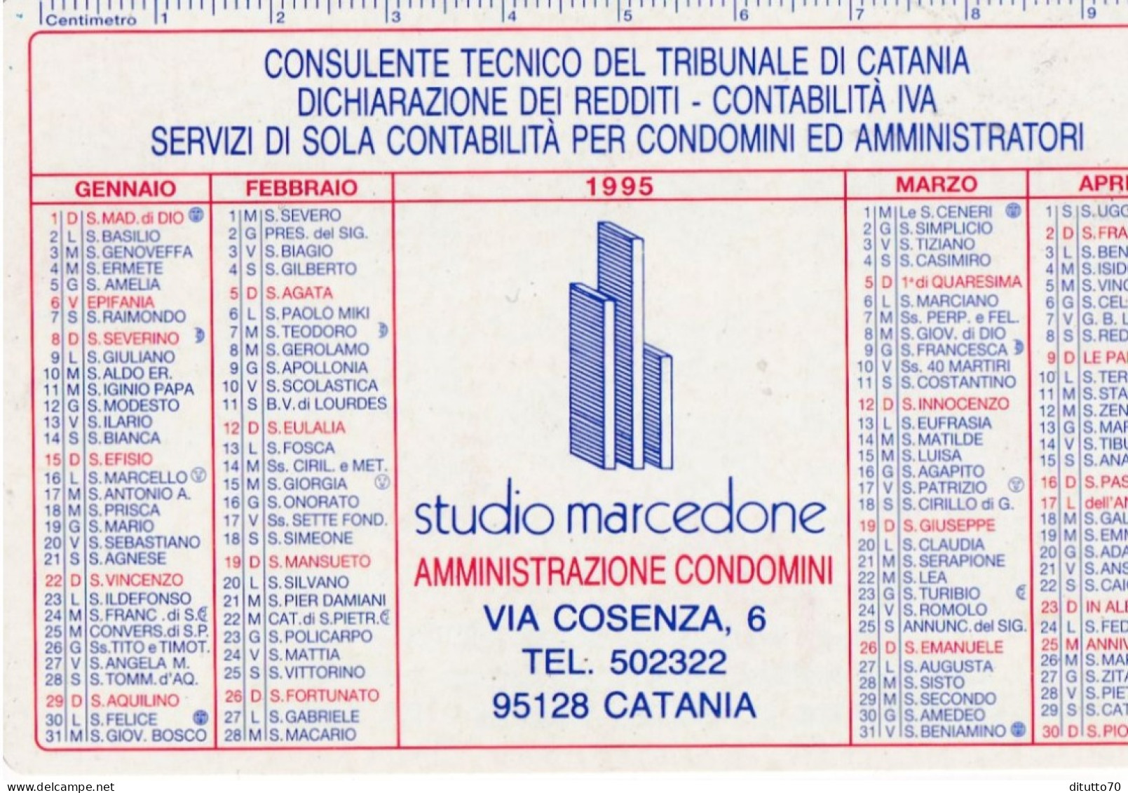 Calendarietto - Studio Marcedone - Catania - Anno 1995 - Small : 1991-00