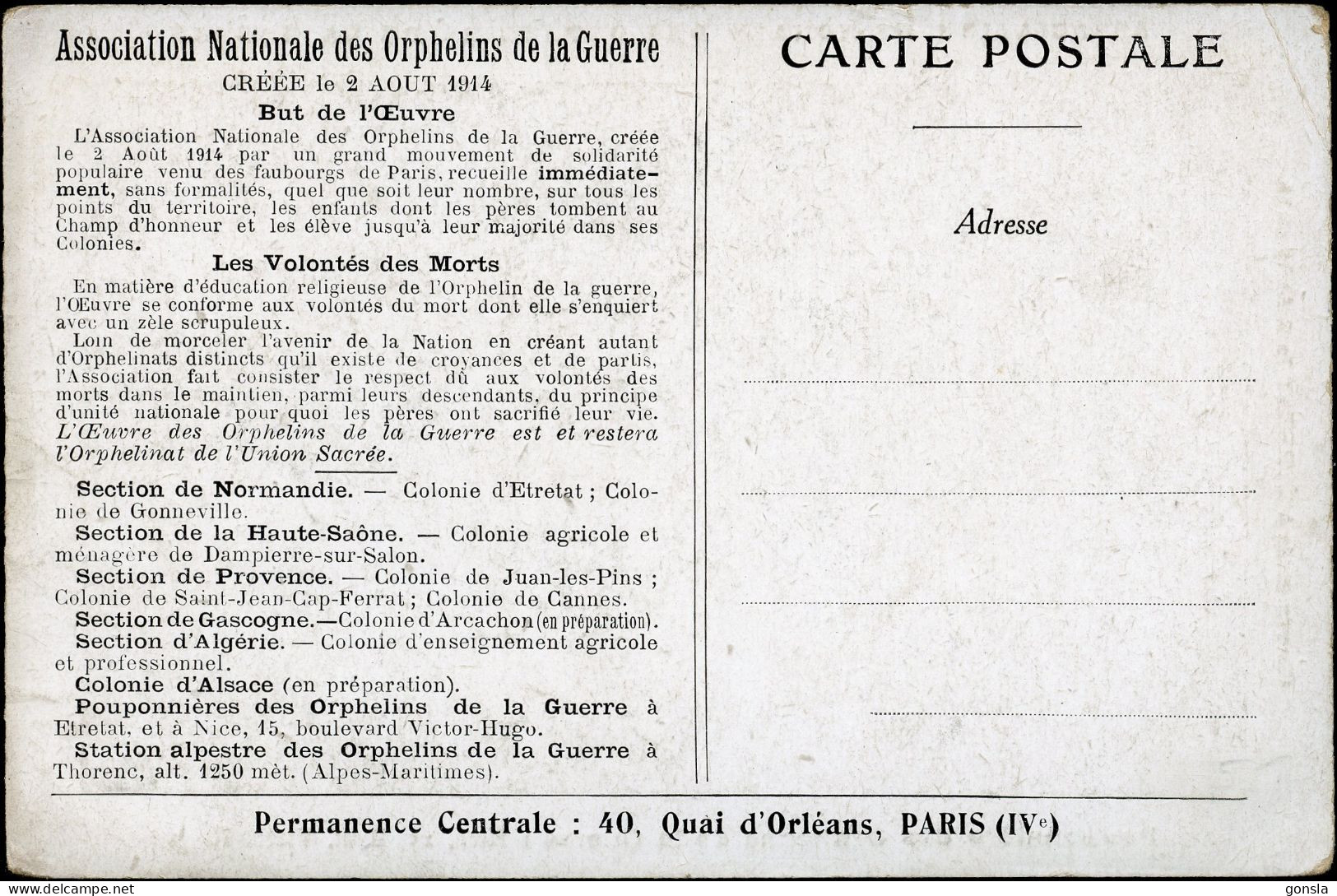 POUPONNIÈRES ORPHELINS DE LA GUERRE 1914 - Personen