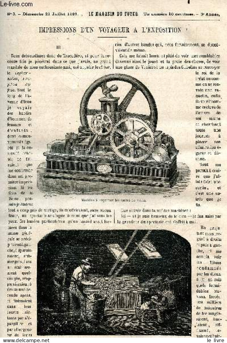 Le Magasin Du Foyer, Journal Des Bonnes Lectures - 1867, 3e Annee - N°3, Dimanche 21 Juillet 1867- Impressions D'un Voya - Autre Magazines