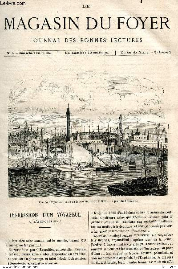 Le Magasin Du Foyer, Journal Des Bonnes Lectures - 1867, 3e Annee - N°1, Dimanche 7 Juillet 1867- Impression D'un Voyage - Otras Revistas