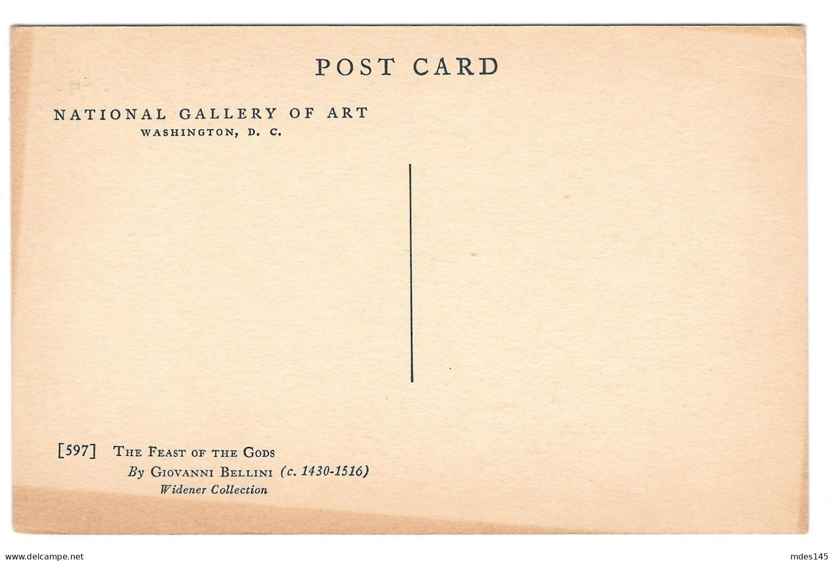 Giovanni Bellini Painting Feast Of The Gods National Gallery Of Art Washington DC Postcard - Malerei & Gemälde