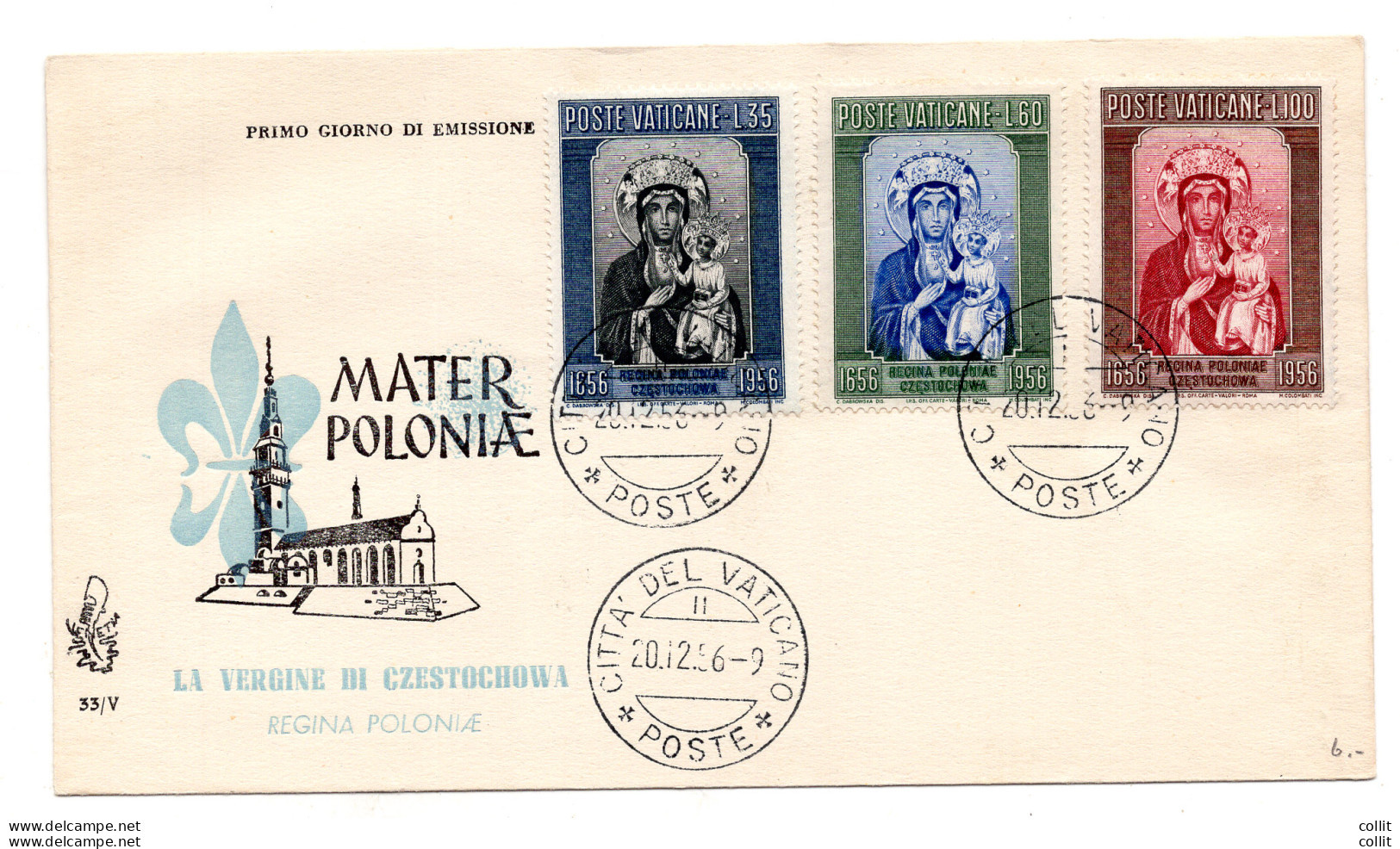 Vaticano FDC Venetia 1956 Czestochowa Non Viaggiata - FDC