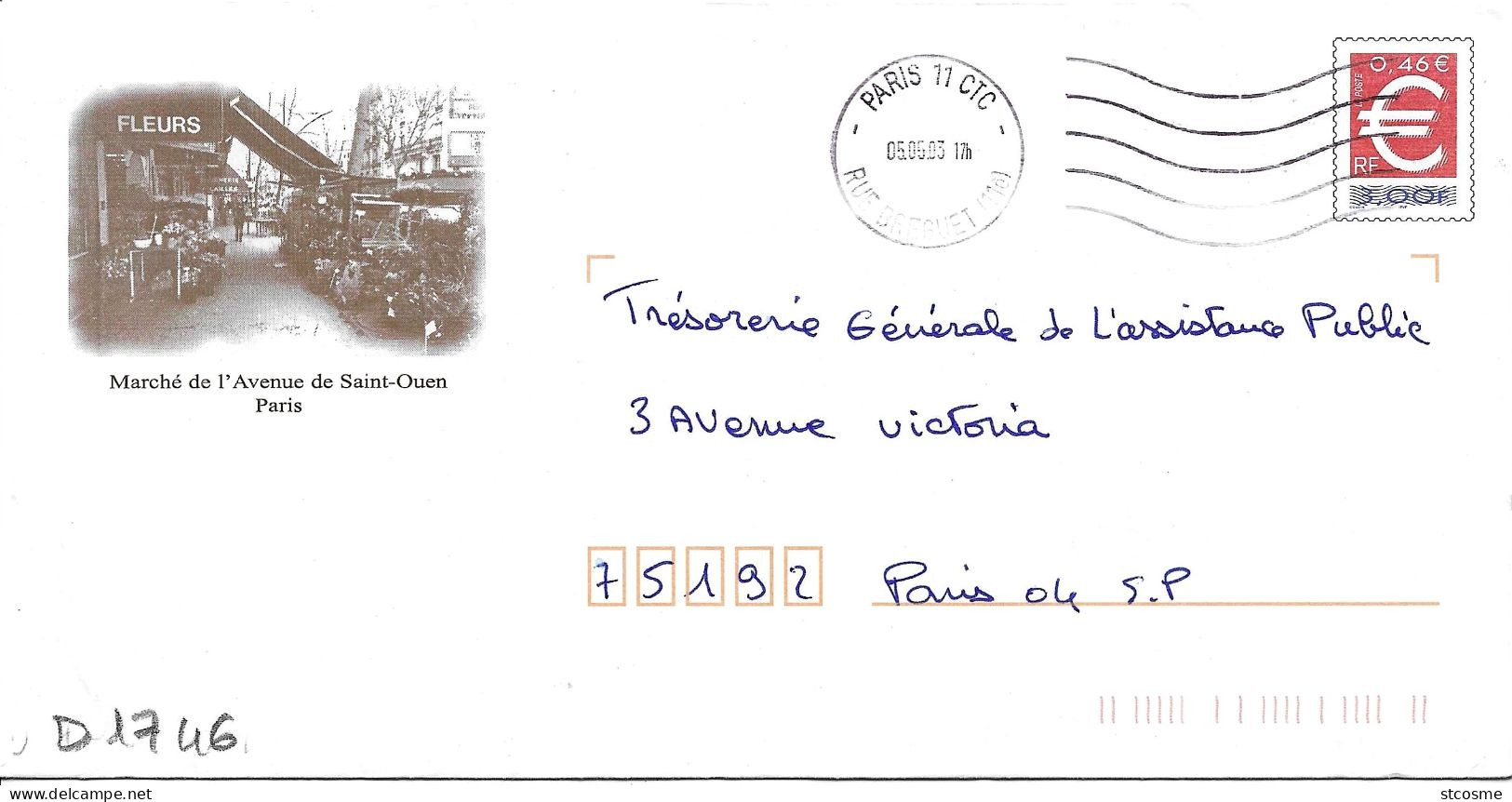 D1746 Entier Postal / Postal Stationnery / PSE - PAP Euro, Marché De L'avenue De Saint Ouen à Paris 18 (B4K.0103336) - PAP : Altri (1995-...)