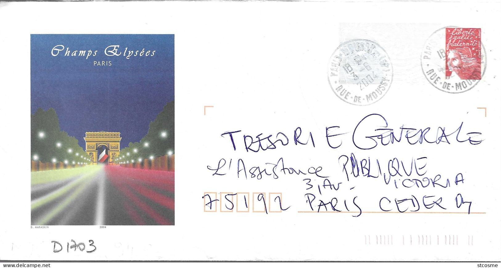 D1703 Entier Postal / Postal Stationnery / PSE - PAP Luquet - Champs-Elysées, Paris - Lot B2K/0309108 - PAP: Aufdrucke/Luquet