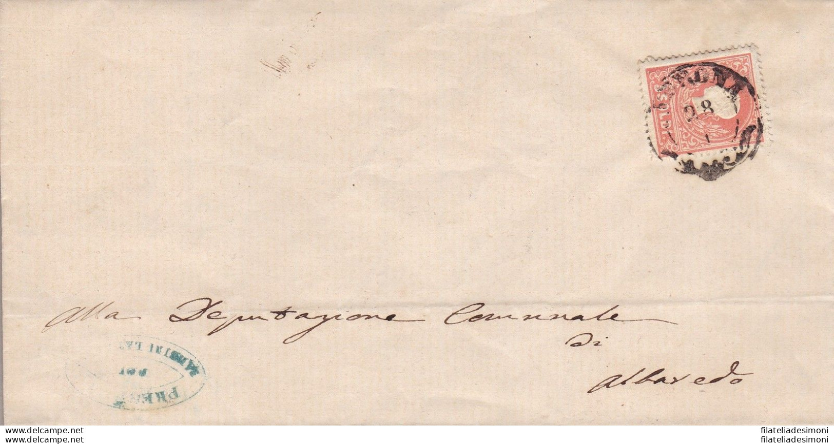 1858 LOMBARDO VENETO - N° 25 5 Soldi Rosso Su Lettera Per Albaredo - Lombardo-Veneto