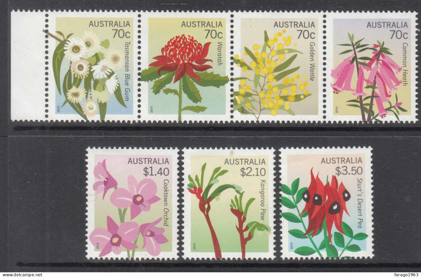 2014 Australia Flowers   Complete Set Of 7 MNH @ BELOW FACE VALUE - Ongebruikt