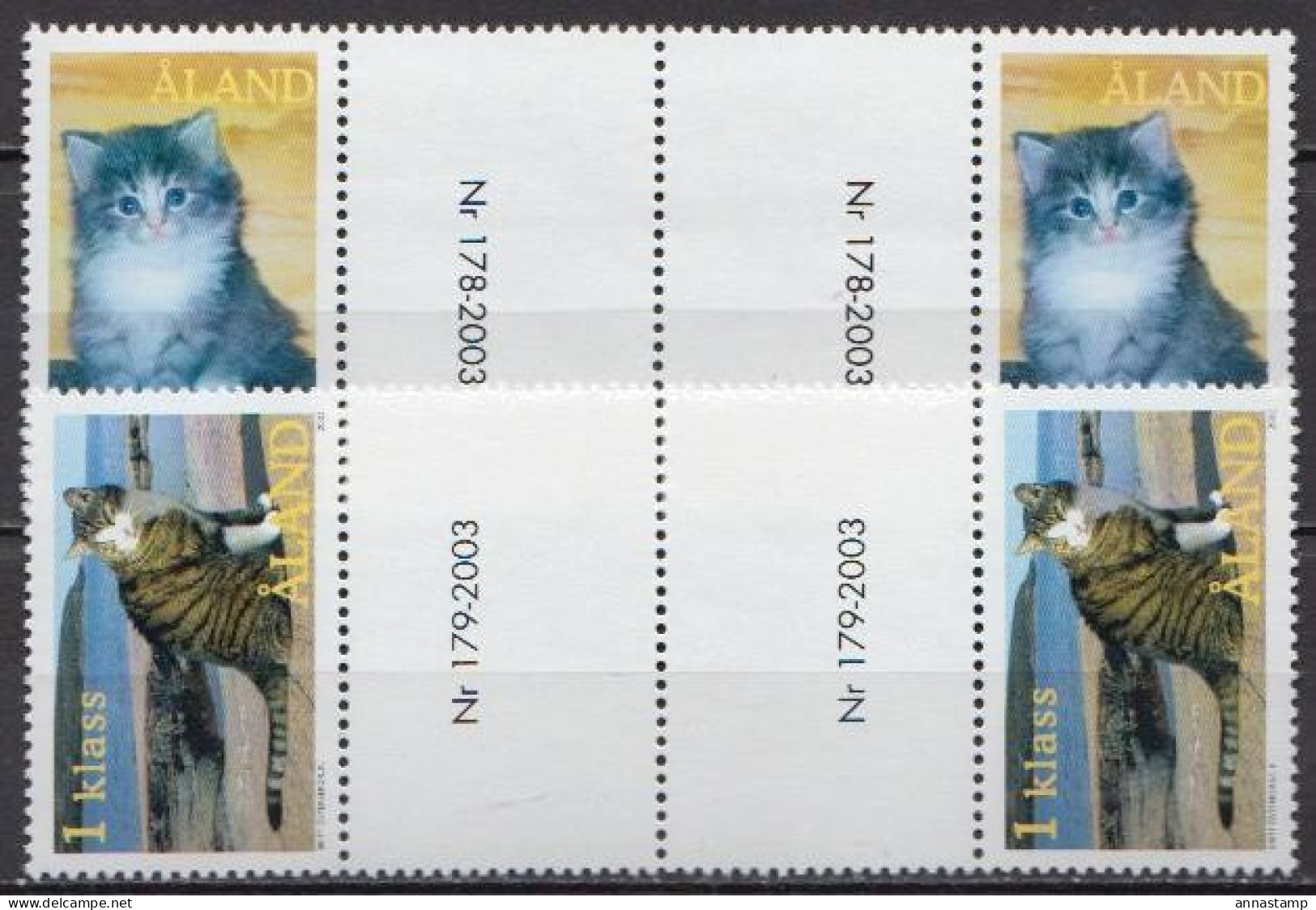 Aland MNH Set In Gutter Pairs - Chats Domestiques