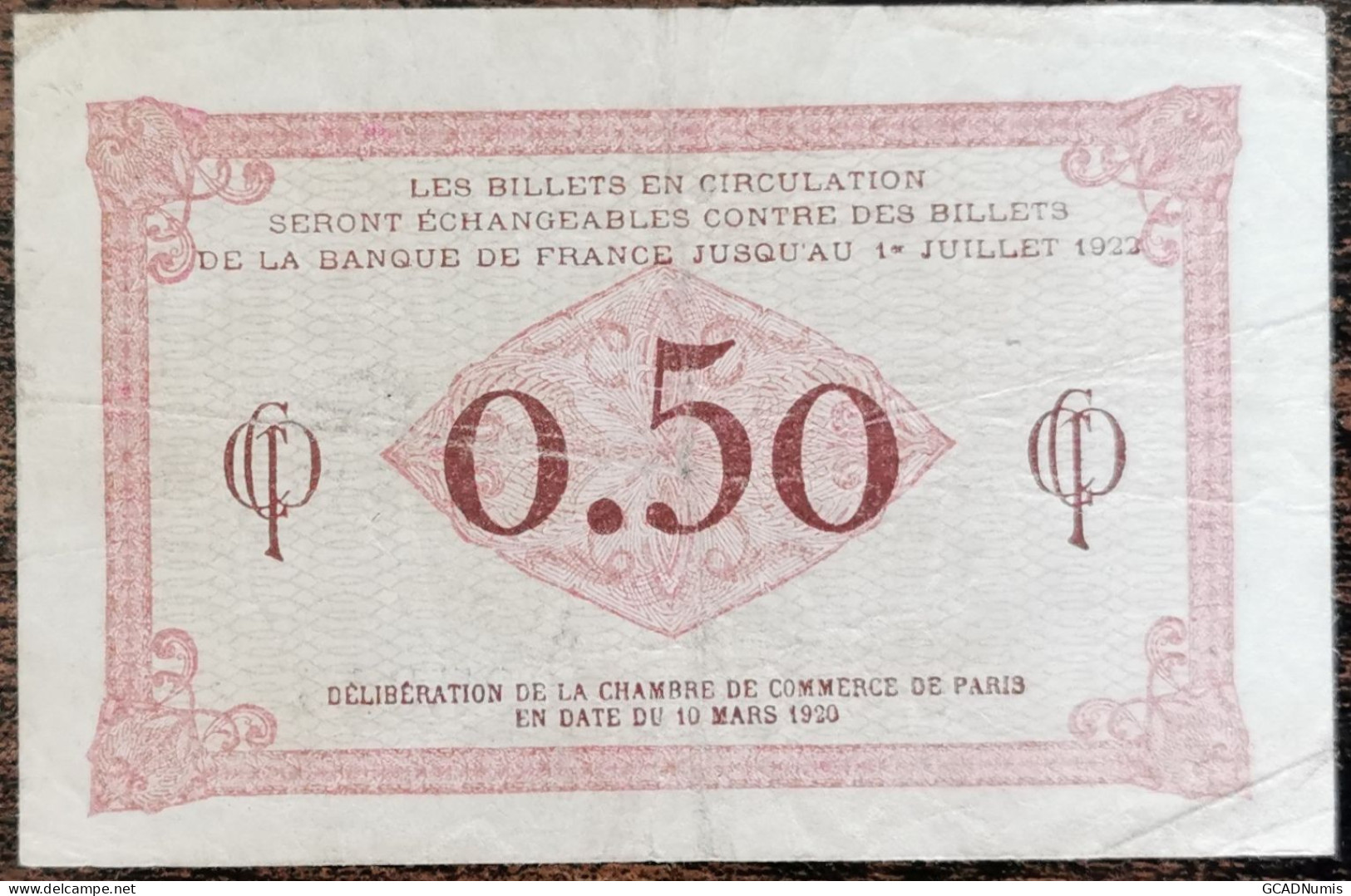 Billet 50 Centimes Chambre De Commerce De PARIS 1920 Nécessité G.55 - Chambre De Commerce