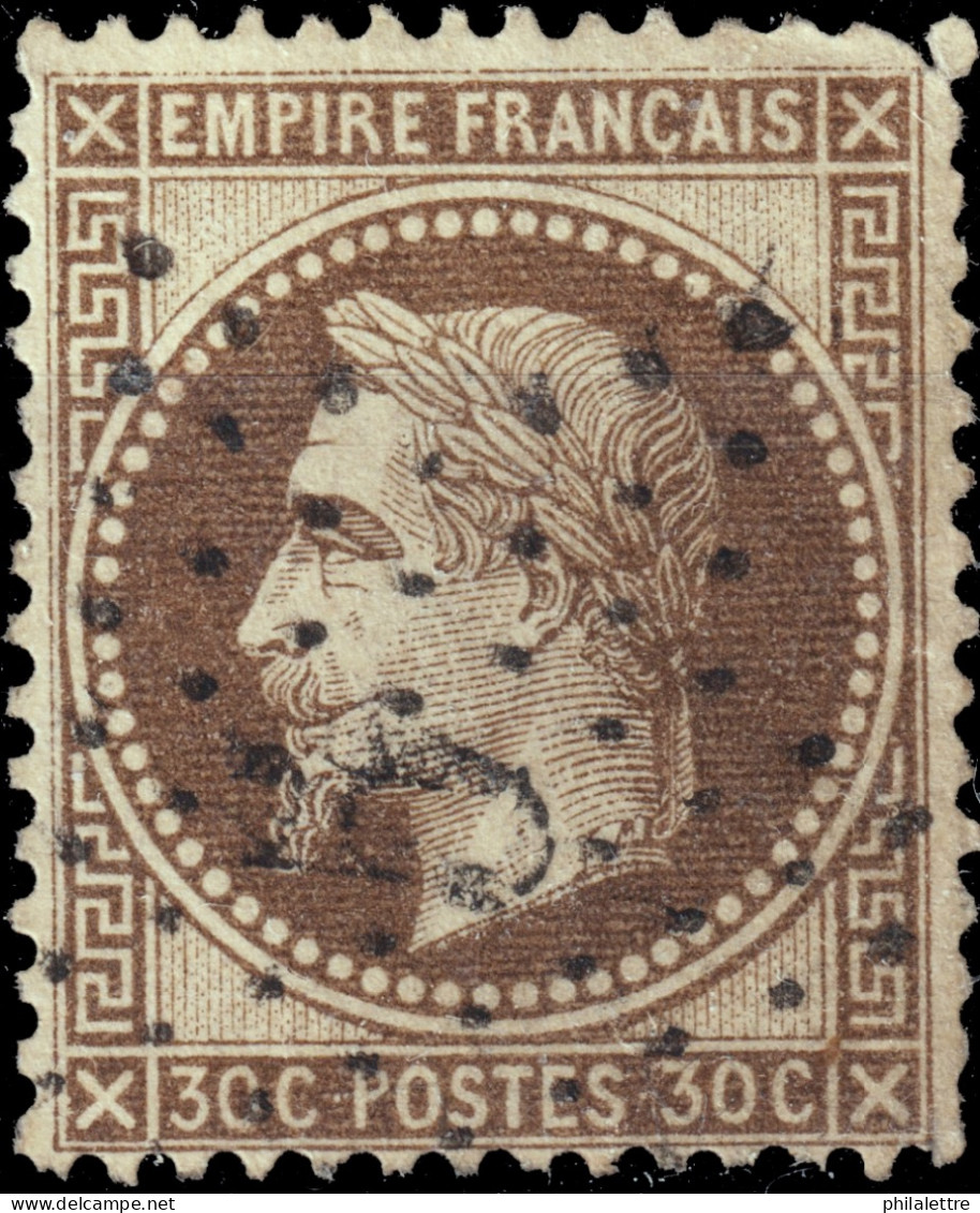 FRANCE - 1867 YV.30h 30c Empire Lauré Fond Ligné Obl. Éoile 5 De PARIS - Défectueux - 1863-1870 Napoléon III. Laure