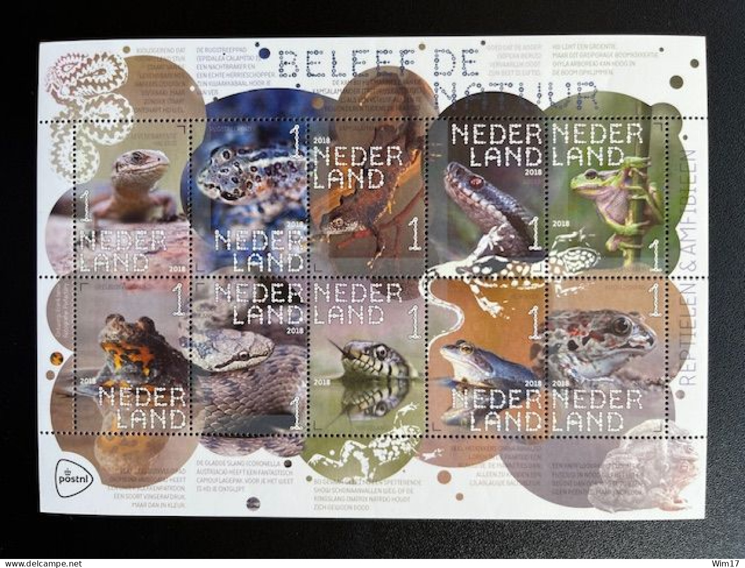 NETHERLANDS 2018 REPTILES SHEET OF 10 STAMPS MNH 02-01-2018 NEDERLAND REPTIELEN NVPH 3601/3610 - Covers & Documents