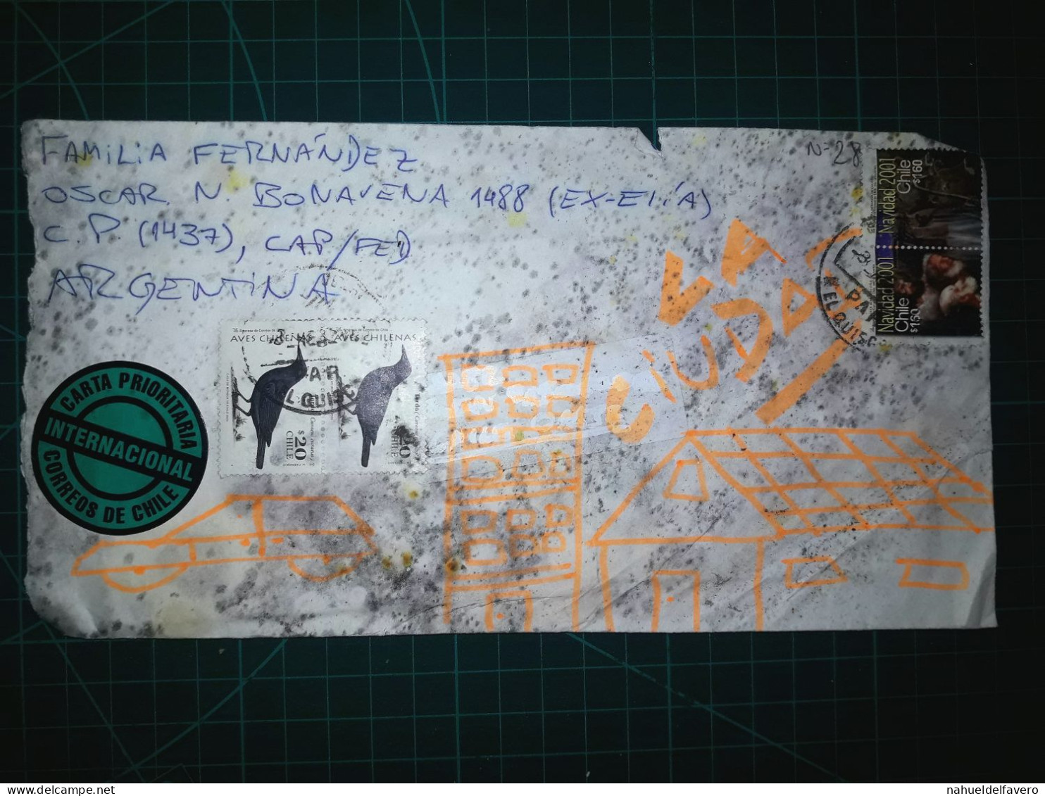 CHILI, Enveloppe Circulée Vers La République Argentine Avec Un Beau Timbre Postal. Année 2001. - Chili