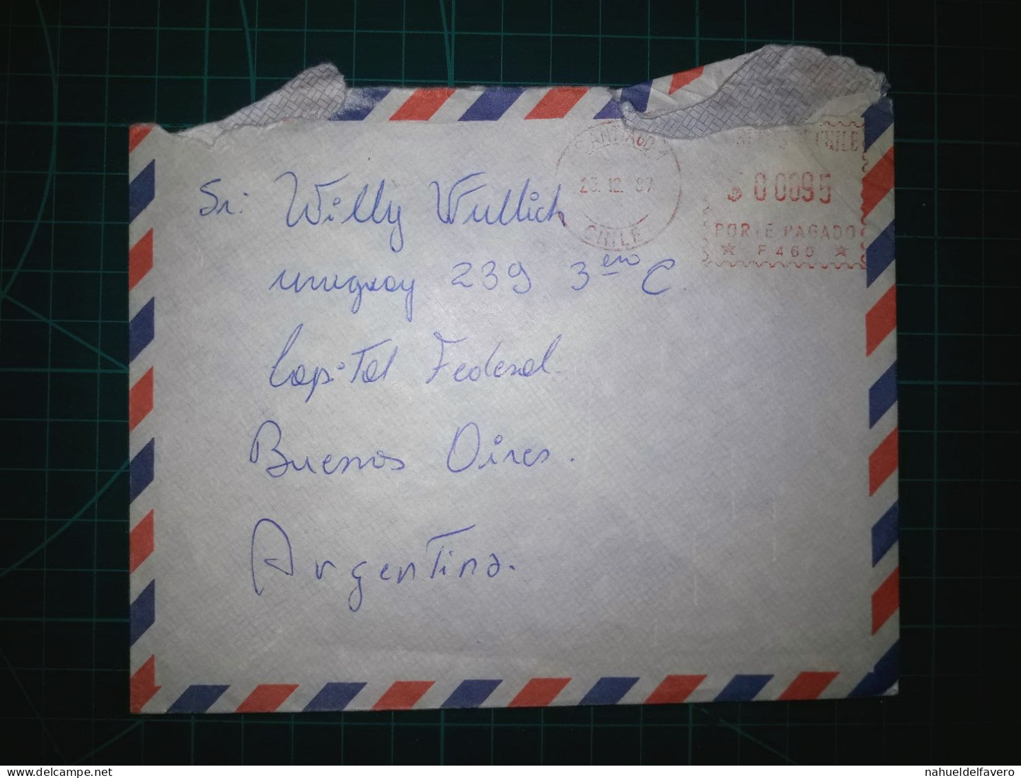 CHILI, Enveloppe Envoyée En République Argentine Avec Envoi Mécanique. Année 1987. - Chili