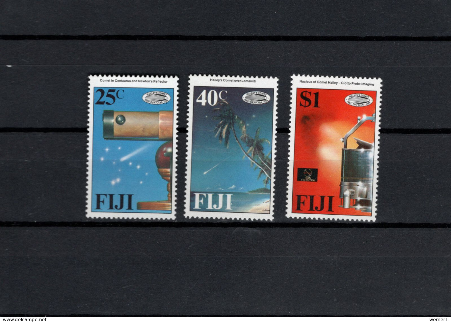 Fiji Islands 1986 Space, Halley's Comet Set Of 3 MNH - Oceanía