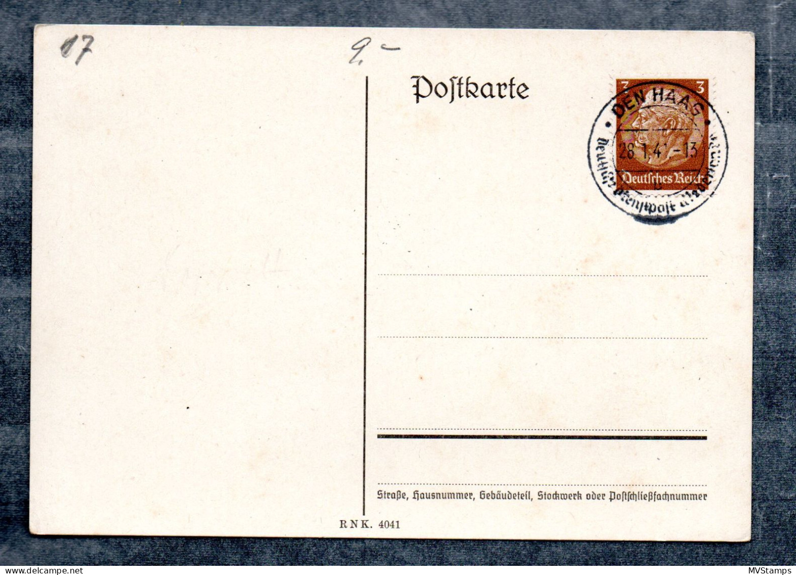 DR 1941 Freimarke 513 Auf Postkarte Gebraucht Deutsche Dienstpost Den Haag - Dienstmarken