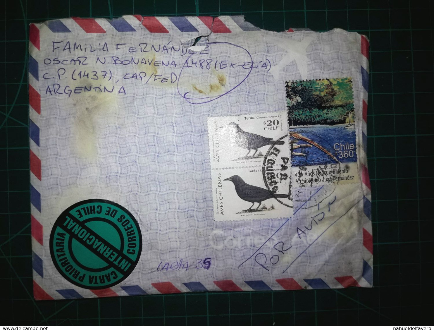 CHILI, Enveloppe Circulée Vers La République Argentine Avec Un Beau Timbre Postal. Année 2002. - Chili