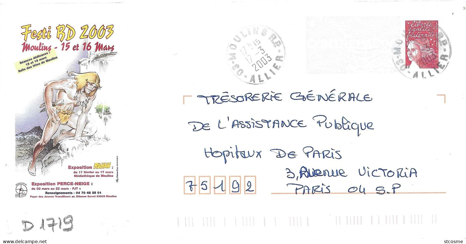D1719 Entier Postal / Postal Stationnery / PSE - PAP Luquet, Festi BD 2003 à Moulin, Rahan Et Préhistoire (B9K/0201982) - PAP: Aufdrucke/Luquet