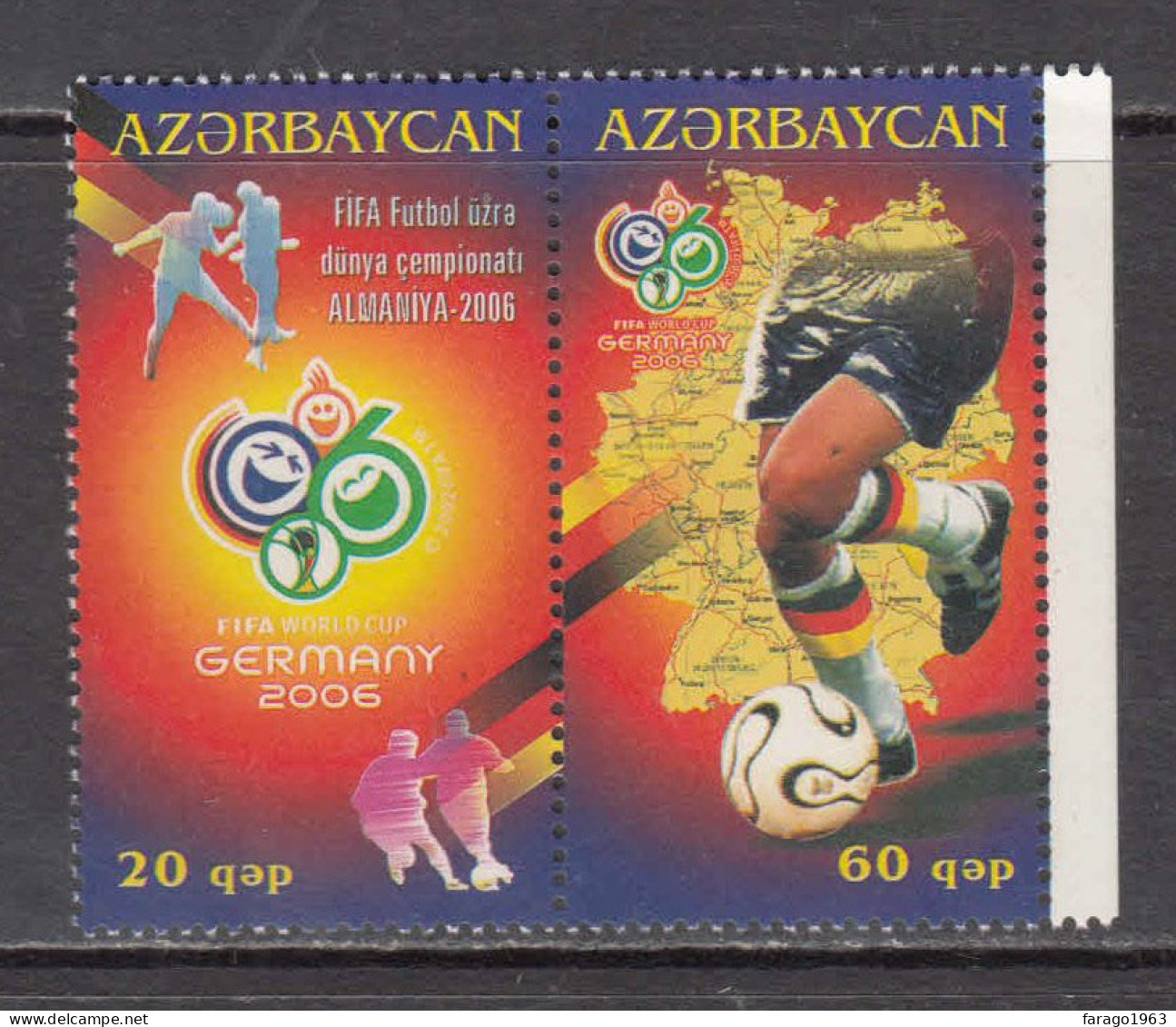 2006 Azerbaijan World Cup Football Germany  Complete Pair MNH - Azerbaïjan