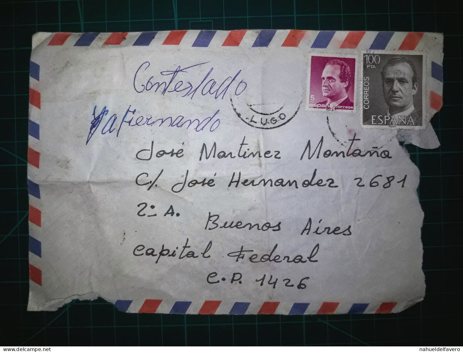 ESPAGNE, Enveloppe Distribuée En République Argentine Avec Une Variété De Timbres-poste - Used Stamps