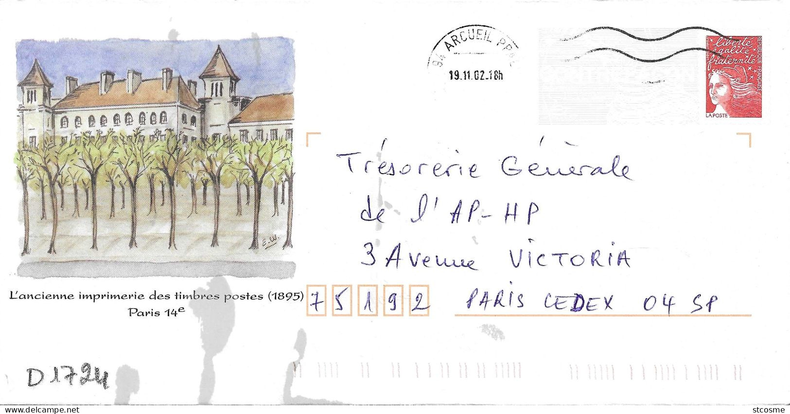 D1724 Entier Postal / Postal Stationnery / PSE - PAP Luquet, L'ancienne Imprimerie Des Timbres-poste (Paris 14°) 103/628 - PAP: Aufdrucke/Luquet