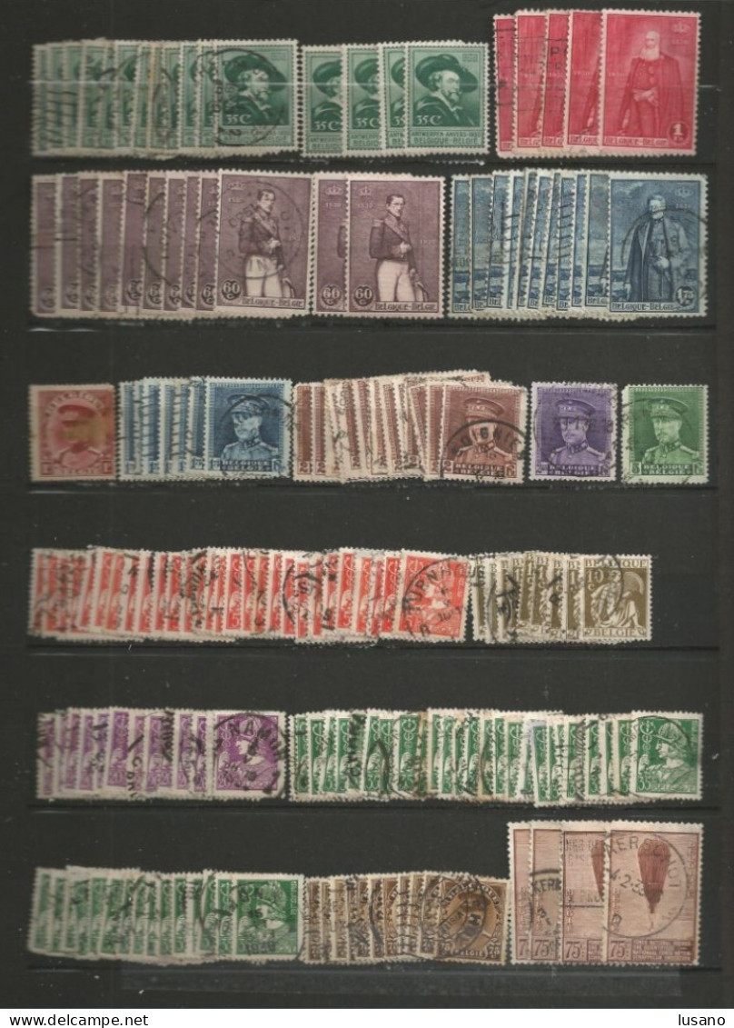 Belgique : classeur (à vis) de stock - timbres oblitérés entre YT 1 et 1900