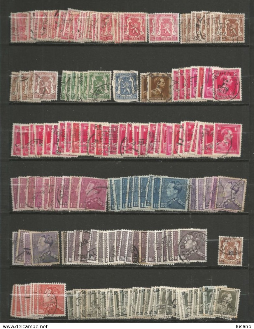 Belgique : classeur (à vis) de stock - timbres oblitérés entre YT 1 et 1900