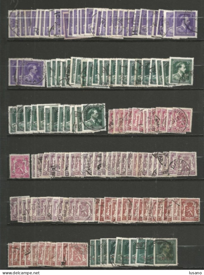 Belgique : classeur (à vis) de stock - timbres oblitérés entre YT 1 et 1900