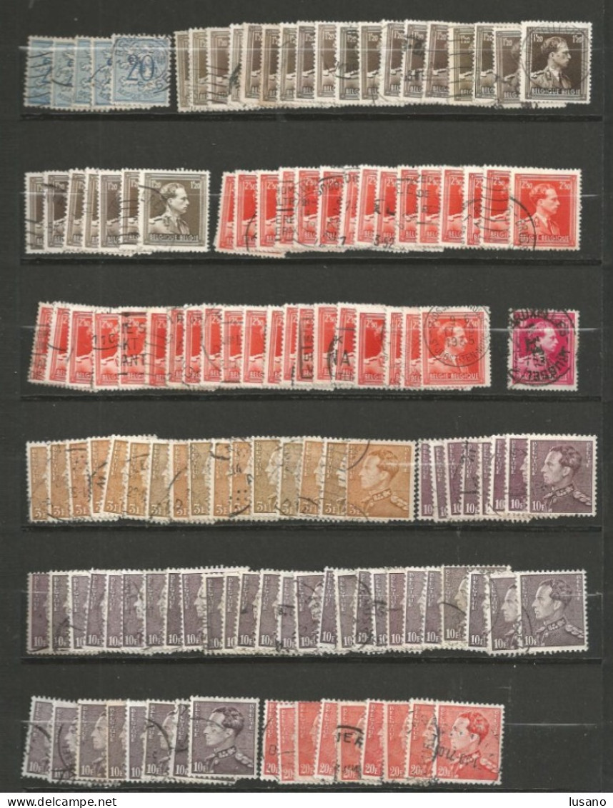 Belgique : classeur (à vis) de stock - timbres oblitérés entre YT 1 et 1900