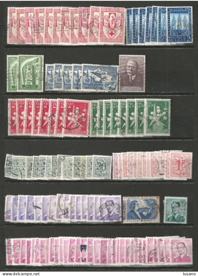 Belgique : classeur (à vis) de stock - timbres oblitérés entre YT 1 et 1900