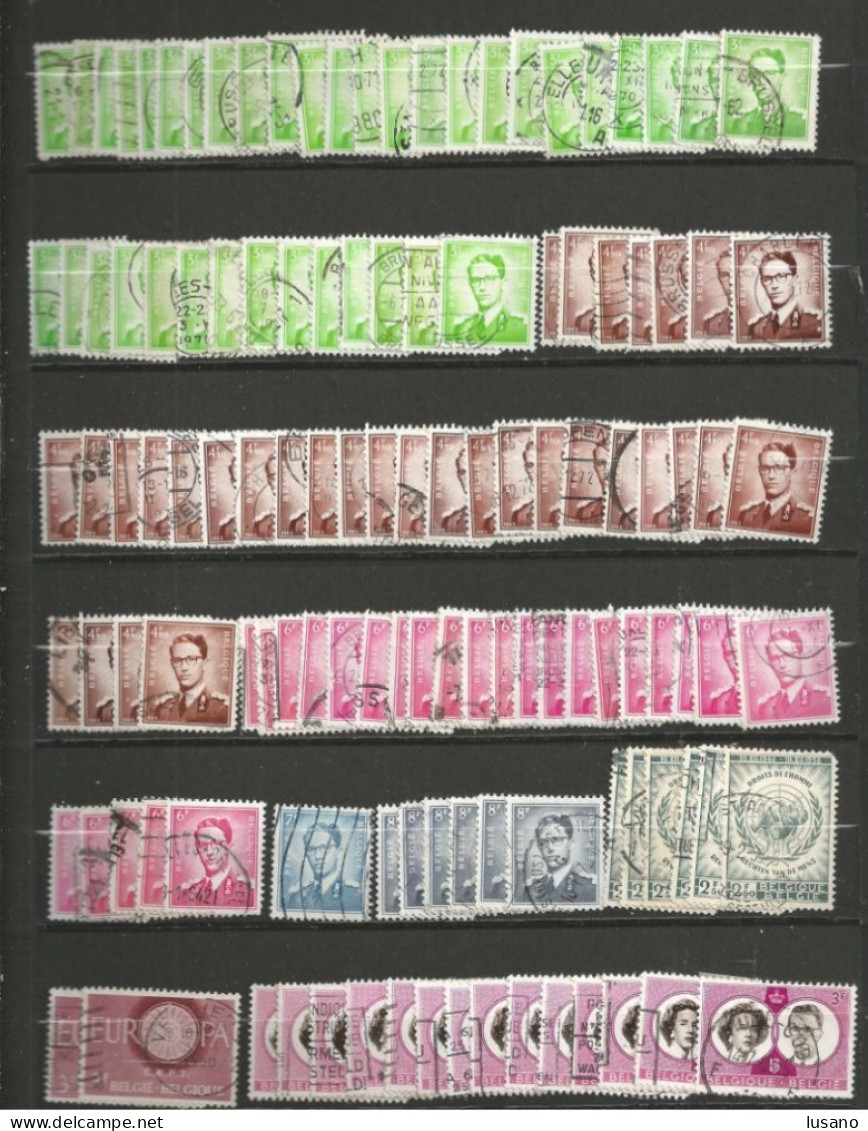 Belgique : classeur (à vis) de stock - timbres oblitérés entre YT 1 et 1900