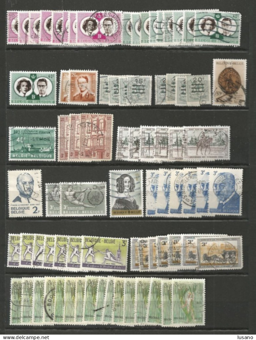 Belgique : classeur (à vis) de stock - timbres oblitérés entre YT 1 et 1900