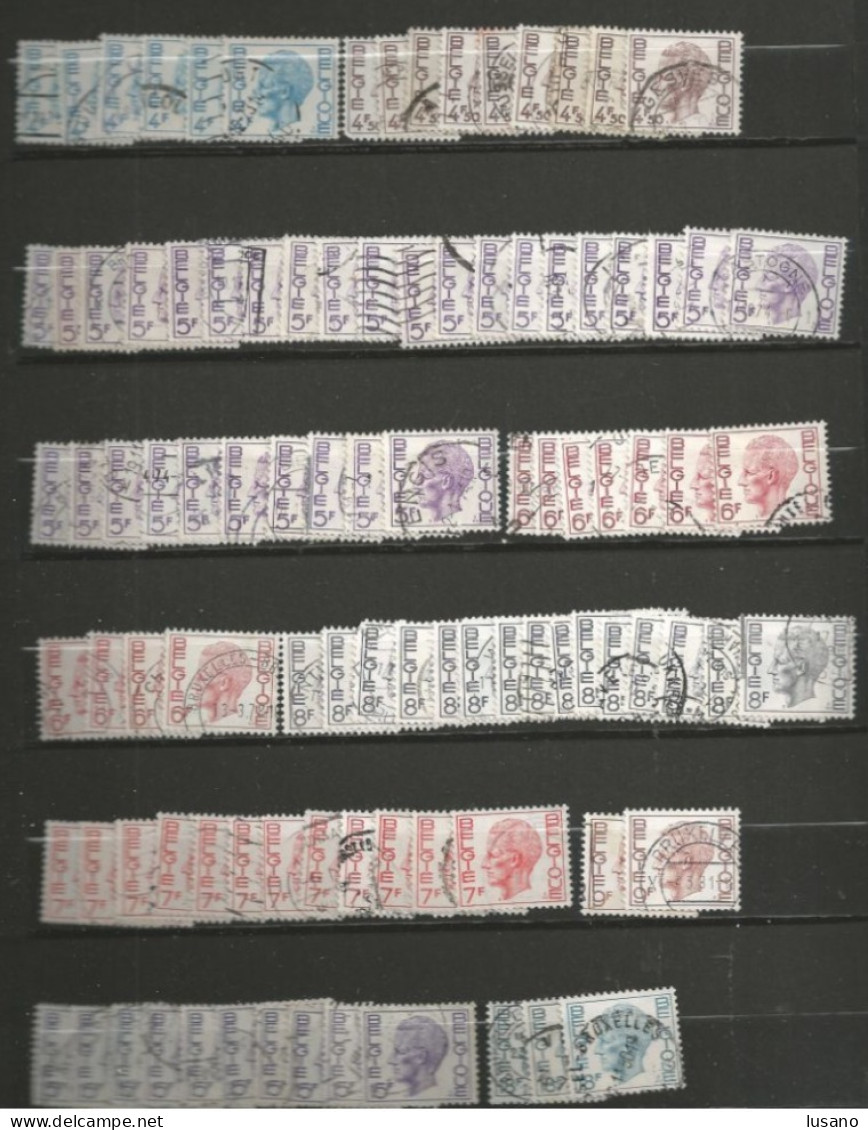 Belgique : classeur (à vis) de stock - timbres oblitérés entre YT 1 et 1900