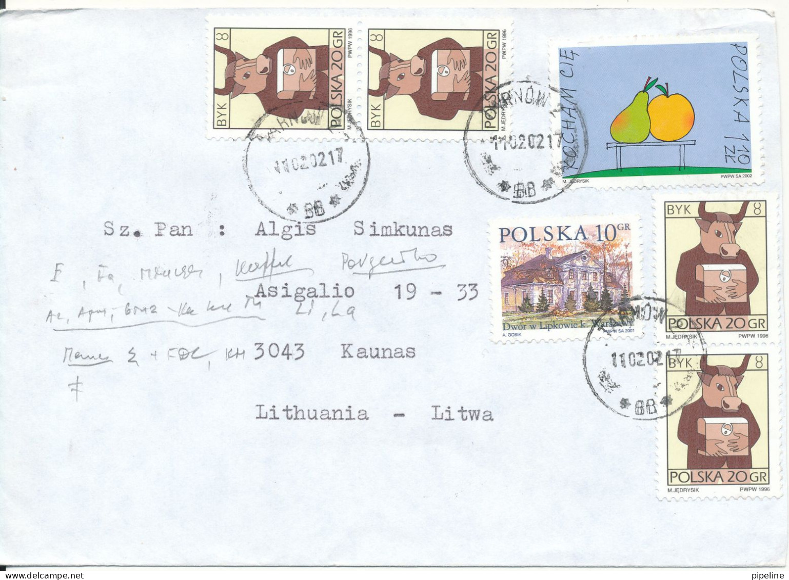 Poland Cover Sent To Lithuania 11-2-2002 Topic Stamps - Brieven En Documenten