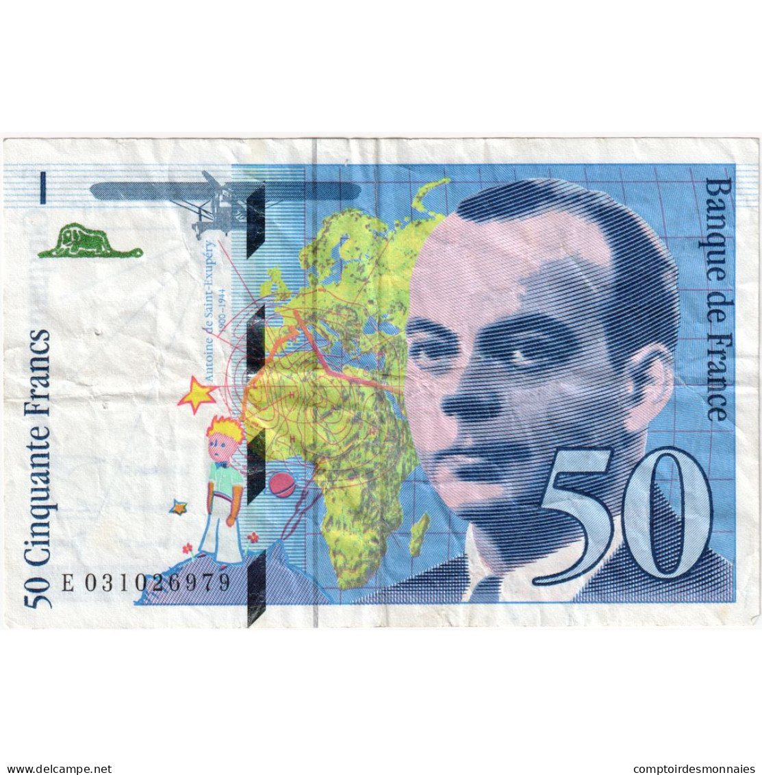 France, 50 Francs, St Exupéry, 1997, E031026979, TB+, Fayette:73.4, KM:157Ad - 50 F 1992-1999 ''St Exupéry''