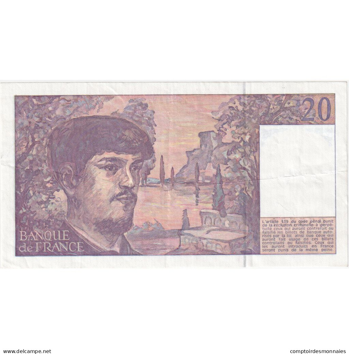 France, 20 Francs, Debussy, 1992, S.037955531, TTB, Fayette:66bis.3, KM:151f - 20 F 1980-1997 ''Debussy''