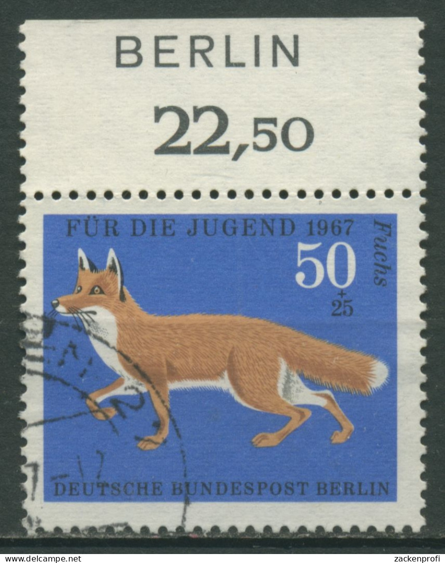 Berlin 1967 Jugend: Pelztiere Mit Oberrand Inschrift BERLIN 302 Gestempelt - Used Stamps