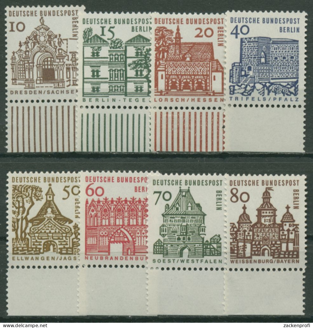 Berlin 1964/65 Kleine Bauwerke Mit Unterrand 242/49 UR Postfrisch - Ungebraucht