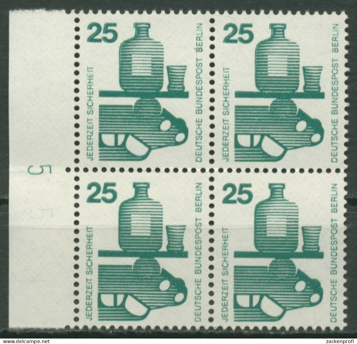 Berlin 1971 Unfallverhütung Druckerzeichen 405 DZ 5 4er-Bl. Postfr. Vorgefaltet - Unused Stamps