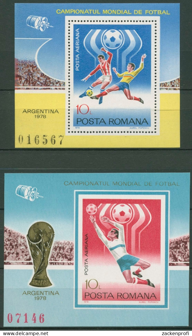 Rumänien 1978 Fußball-WM Argentinien Emblem Block 149/50 Postfrisch (C92038) - Blocs-feuillets