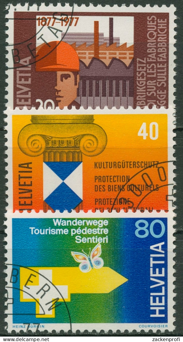 Schweiz 1977 Ereignisse Fabrikgesetz Kulturgüter Wanderwege 1109/11 Gestempelt - Used Stamps