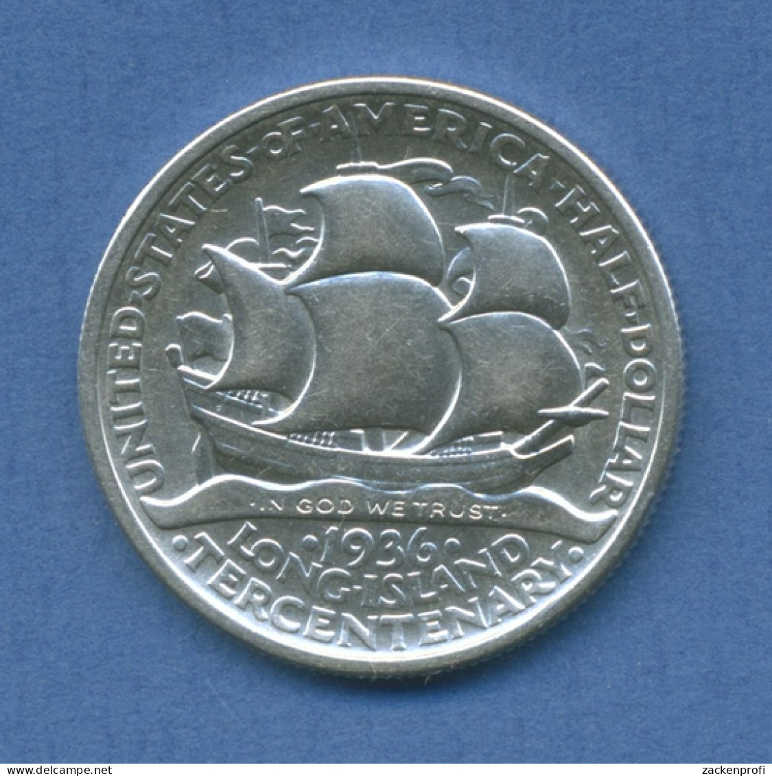 USA Half Dollar 1936 Long Island Tercentenary KM 182, Silber, Vz (m2001) - Gedenkmünzen