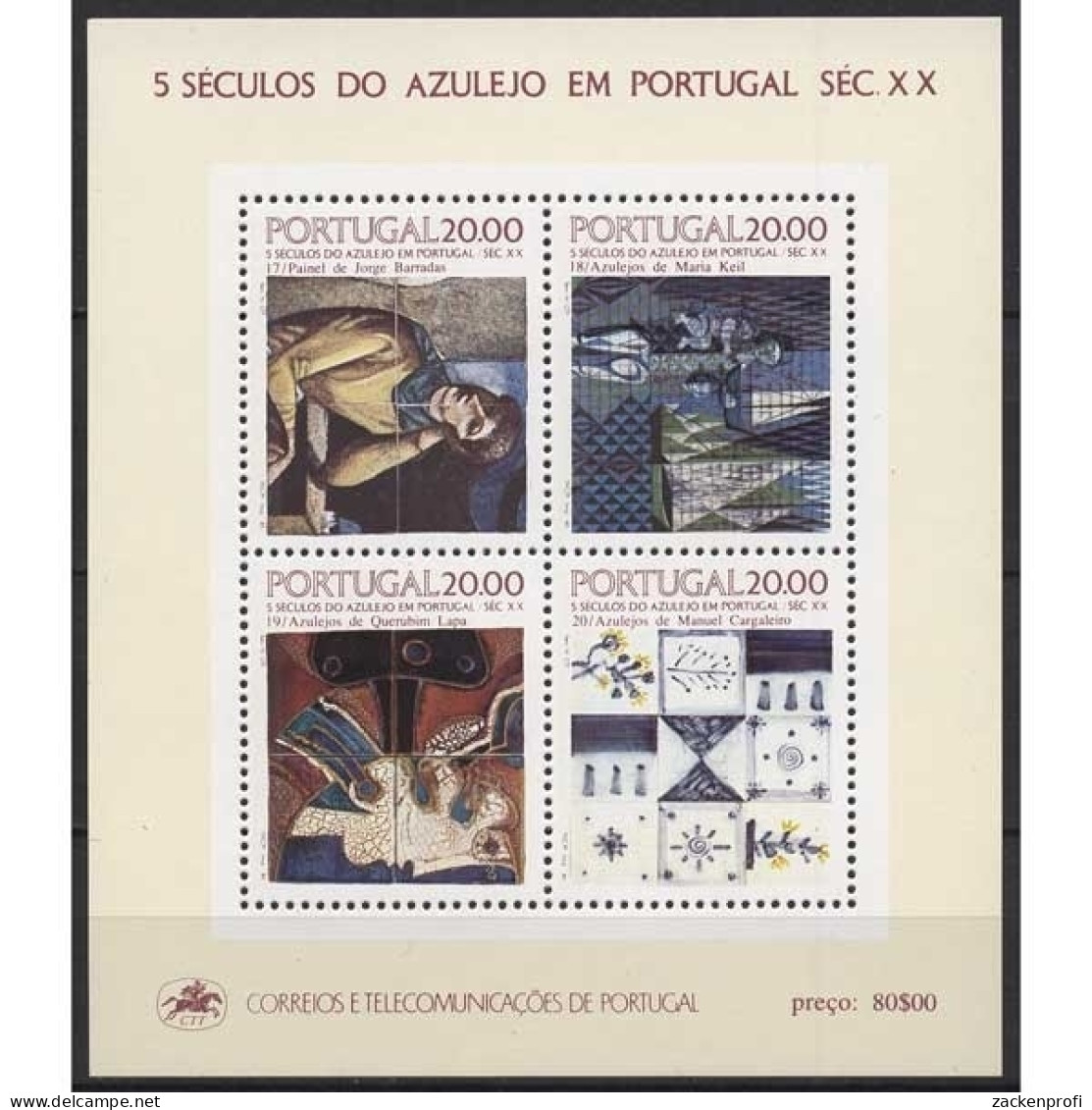 Portugal 1985 500 Jahre Azulejos Block 49 Postfrisch (C91058) - Blocks & Sheetlets