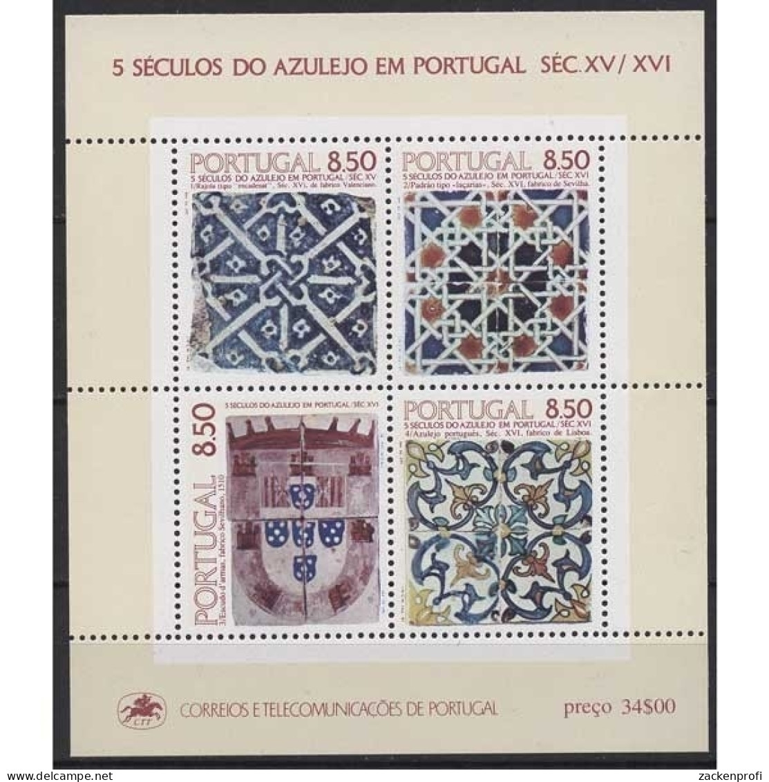 Portugal 1981 500 Jahre Azulejos Block 33 Postfrisch (C91032) - Blocchi & Foglietti