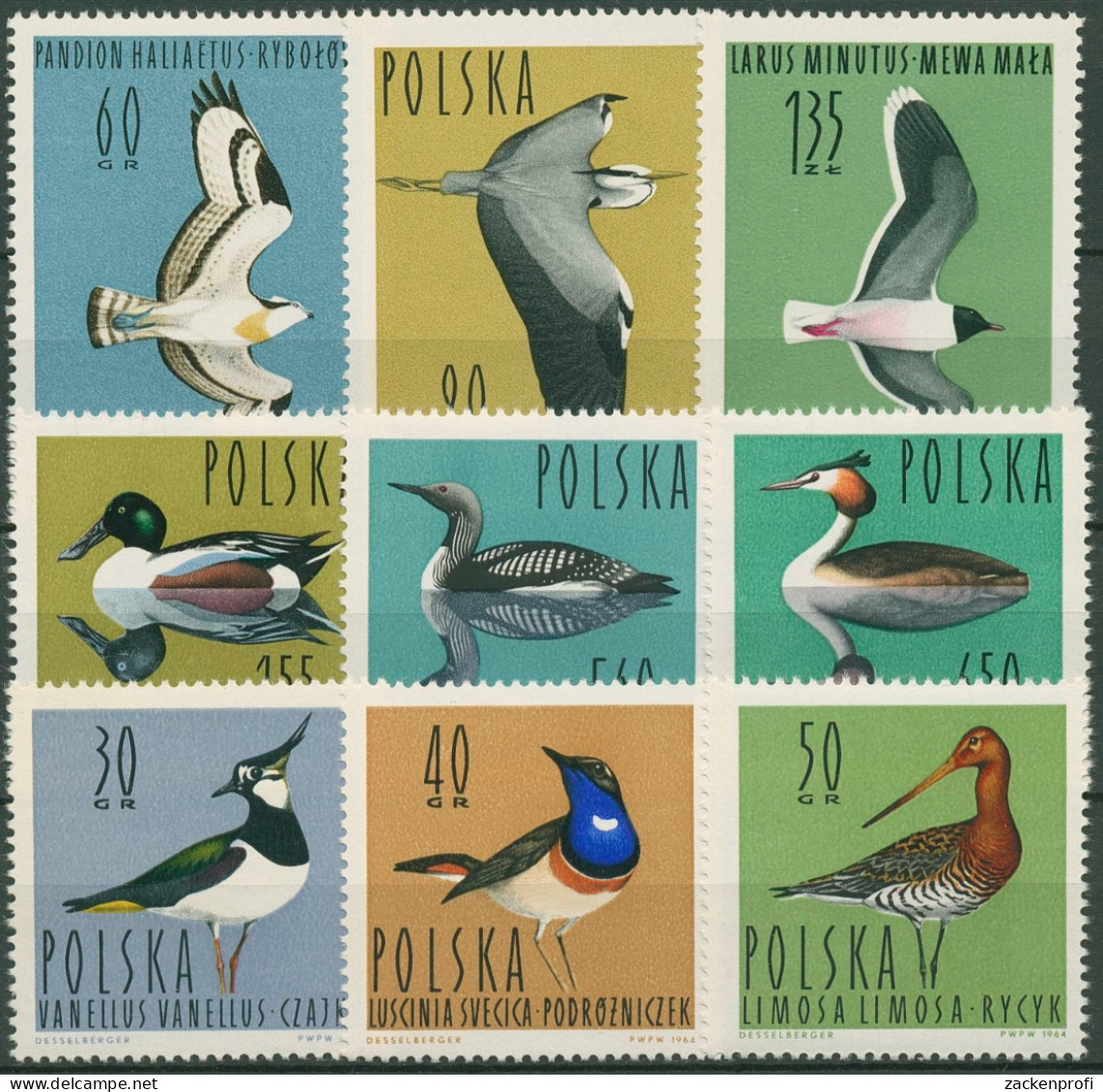 Polen 1964 Tiere Vögel Wasservögel 1490/98 Postfrisch - Neufs